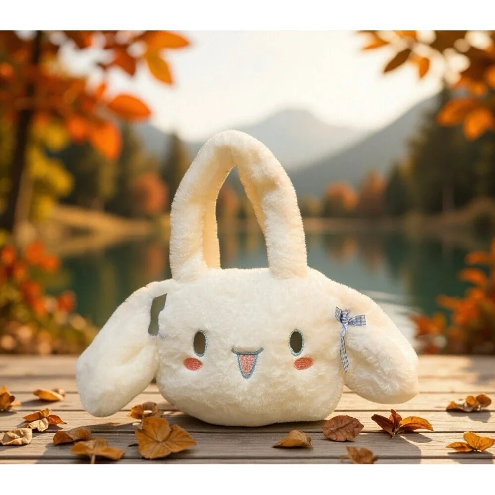 Sanrio  Cinnamonroll white  Plush Bunny Handbag with Bow Accent